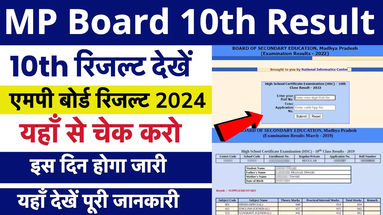MP Board Class 10th Result 2024 Link